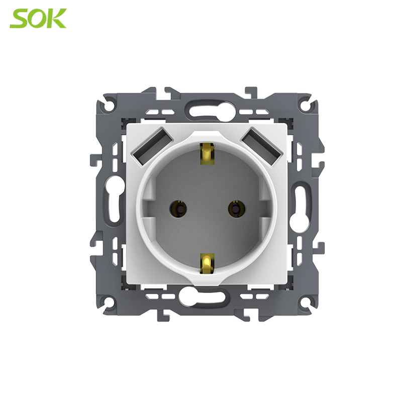 Schuko USB залгуур 3.1A 16A